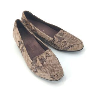 Clarks Everyday Shoes Women’s Leather Metallic Snake Print Flat Loafers Size 7.5